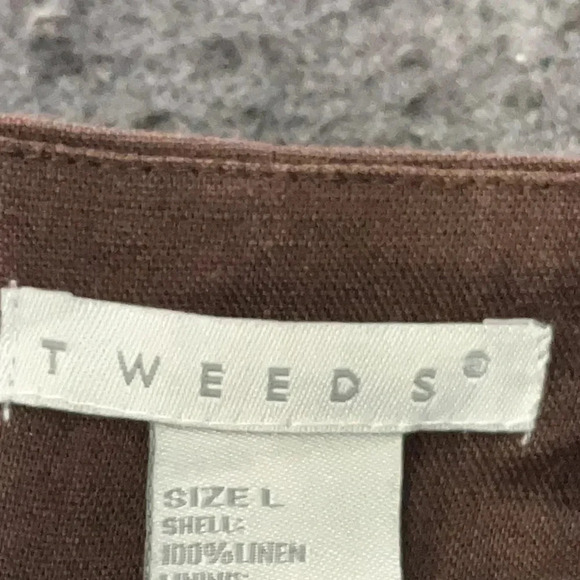 Tweeds Brown 100% Linen 3/4 Sleeves Neutral Button Front Cropped Blazer Size L - Picture 6 of 8